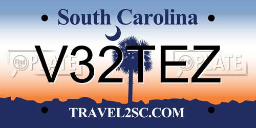 V32TEZ South Carolina License Plate