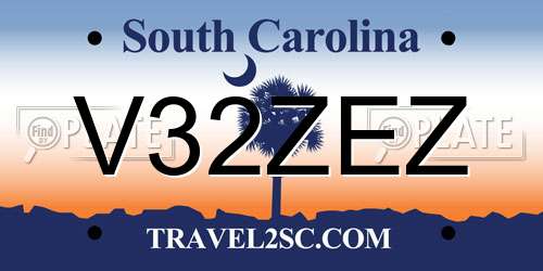 V32ZEZ South Carolina License Plate