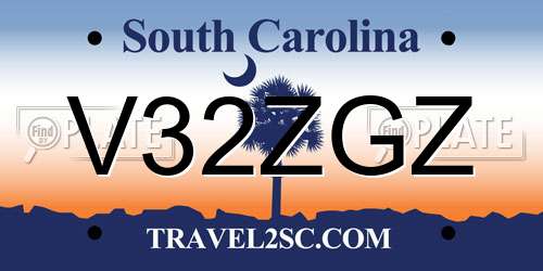 V32ZGZ South Carolina License Plate