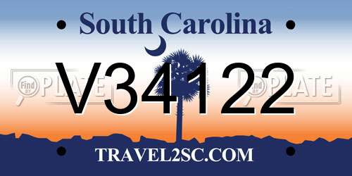 V34122 South Carolina License Plate