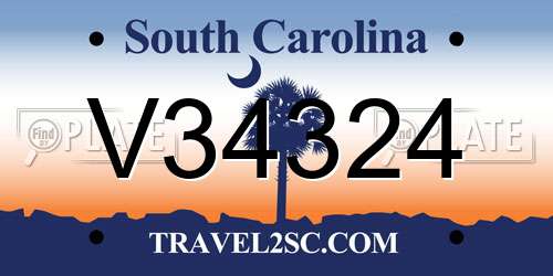 V34324 South Carolina License Plate