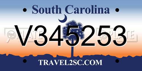 V345253 South Carolina License Plate