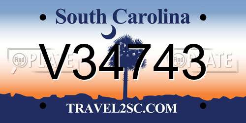 V34743 South Carolina License Plate