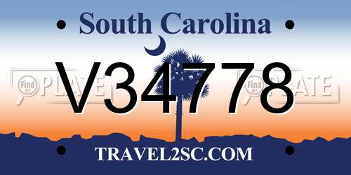 V34778 South Carolina License Plate