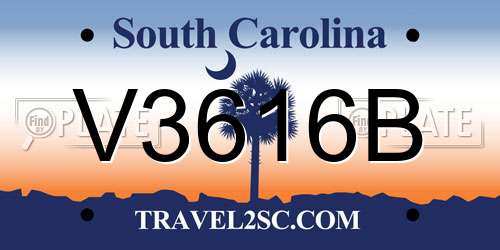 V3616B South Carolina License Plate
