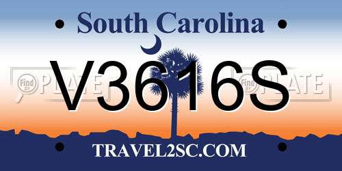 V3616S South Carolina License Plate