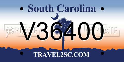 V36400 South Carolina License Plate