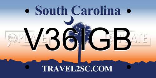 V36IGB South Carolina License Plate