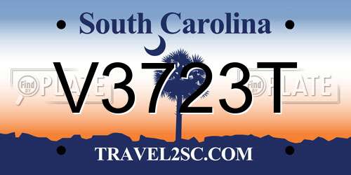 V3723T South Carolina License Plate