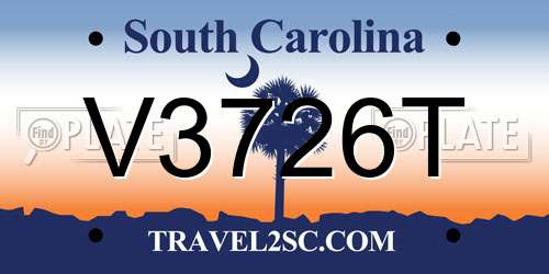 V3726T South Carolina License Plate