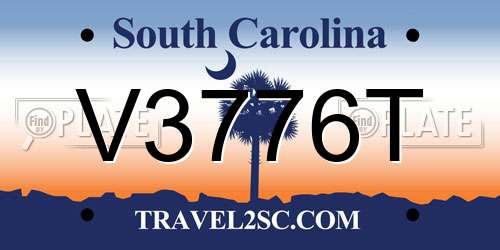 V3776T South Carolina License Plate
