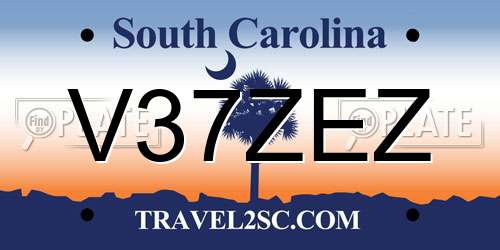 V37ZEZ South Carolina License Plate