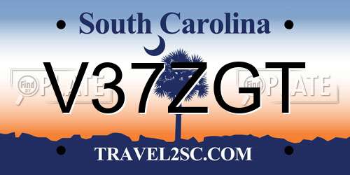 V37ZGT South Carolina License Plate