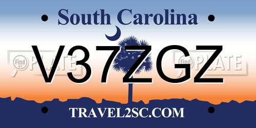 V37ZGZ South Carolina License Plate