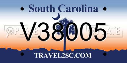 V38005 South Carolina License Plate