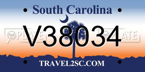 V38034 South Carolina License Plate