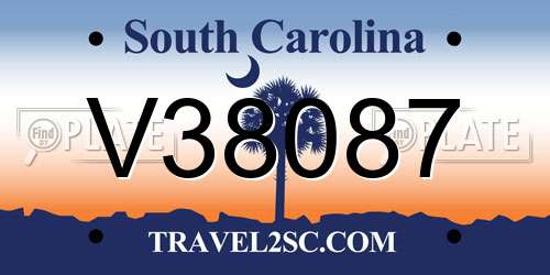 V38087 South Carolina License Plate
