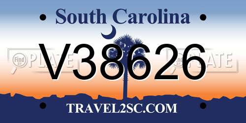 V38626 South Carolina License Plate