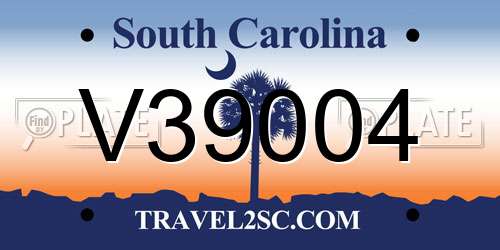 V39004 South Carolina License Plate