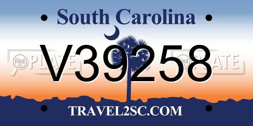 V39258 South Carolina License Plate