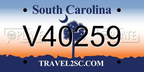 V40259 South Carolina License Plate