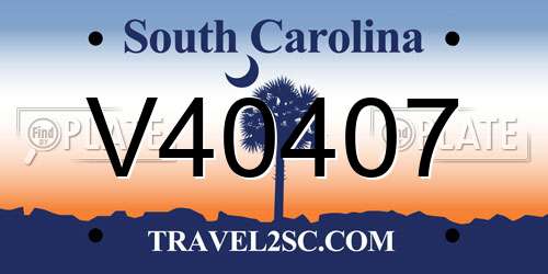 V40407 South Carolina License Plate
