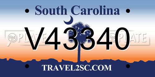 V43340 South Carolina License Plate