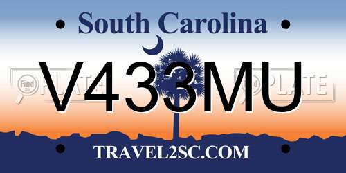 V433MU South Carolina License Plate