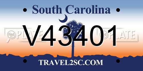 V43401 South Carolina License Plate