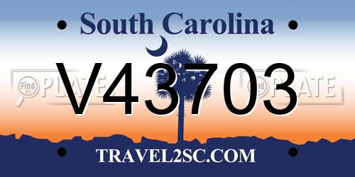 V43703 South Carolina License Plate