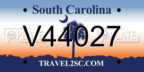 V44027 South Carolina License Plate
