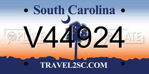 V44924 South Carolina License Plate