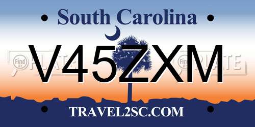 V45ZXM South Carolina License Plate