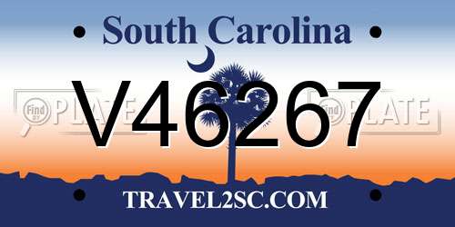 V46267 South Carolina License Plate