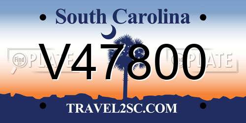 V47800 South Carolina License Plate