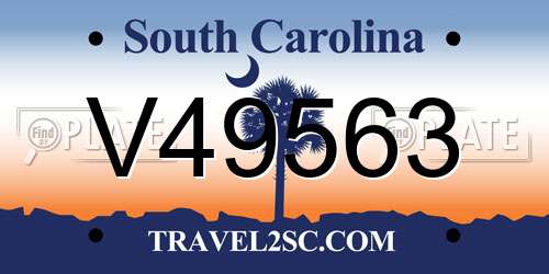 V49563 South Carolina License Plate