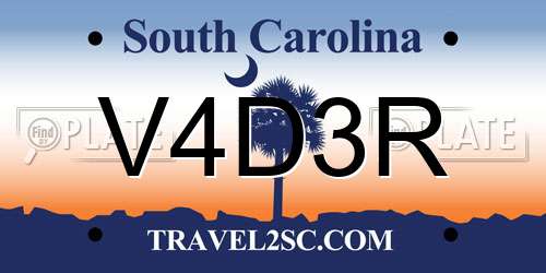 V4D3R South Carolina License Plate