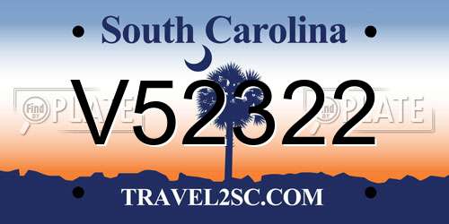 V52322 South Carolina License Plate