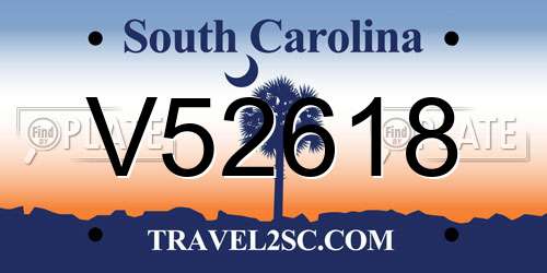 V52618 South Carolina License Plate