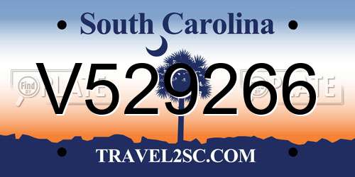 V529266 South Carolina License Plate