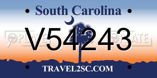 V54243 South Carolina License Plate