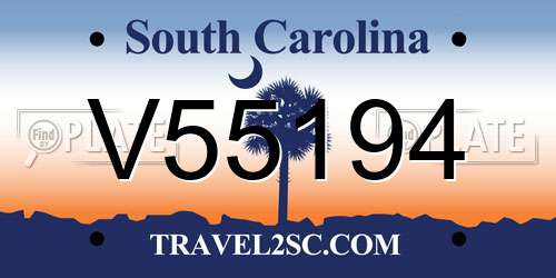 V55194 South Carolina License Plate