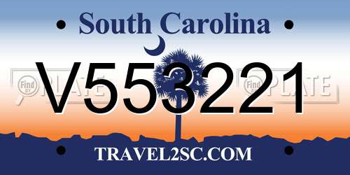 V553221 South Carolina License Plate