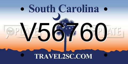 V56760 South Carolina License Plate