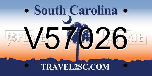 V57026 South Carolina License Plate