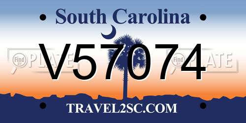 V57074 South Carolina License Plate