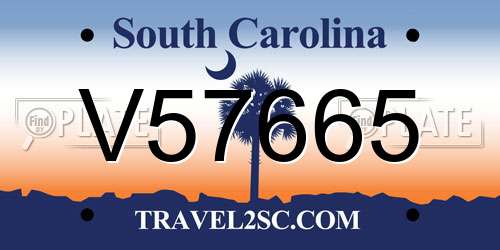 V57665 South Carolina License Plate