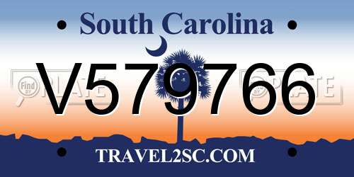 V579766 South Carolina License Plate