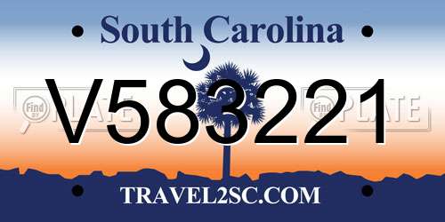 V583221 South Carolina License Plate
