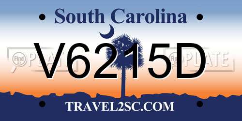 V6215D South Carolina License Plate